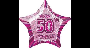 Ster ballon cijfer 50 in het roze - Feestdecoratievoorwerp