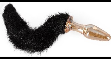 You2Toys – Glazen Petplay Plug met Staart Dierlijk Rollenspel 12 cm – Transparant Goud