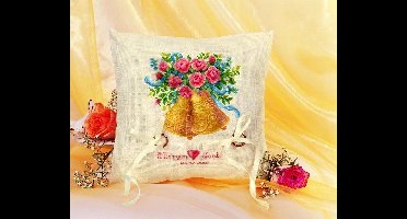 borduurpakket 23.103 trouwringkussen, klokken (wit)