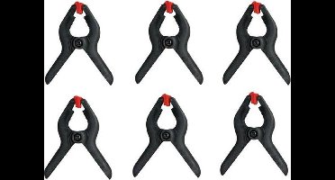 Toolland Lijmklemmen, nylon, 64 mm (2.5"), 6 stuks, snelle sluiting, zwart