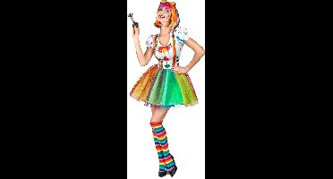 Vegaoo - Veelkleurige verf clown kostuum voor vrouwen