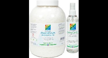 Magnesiumolie spray 200 ml en Magnesium vlokken-badkristallen 4 kg van Himalaya magnesium | Food kwaliteit | Magnesiumchloride voor spieren | Magnesium badzout | Magnesium olie voeten