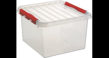 Sunware Q-line Opbergbox 26L - transparant/rood