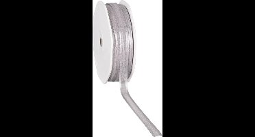 Satin edge Organzalint Licht grijs - 10 mm / 50 mtr.