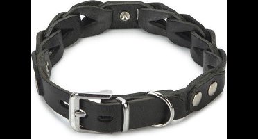 Beeztees leren halsband Connex. Zwart. 45 cm x 20 mm.