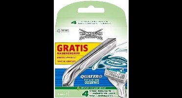 Wilkinson Scheermesjes - Quattro Titanium Sensitive 4 stuks + Houder