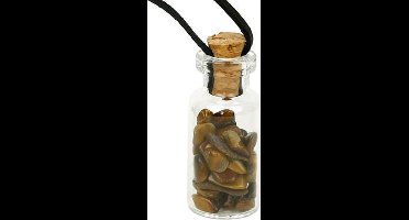 Geschenkflesje aan waxkoord met tijgeroog - 3.6 cm (5 stuks) - M