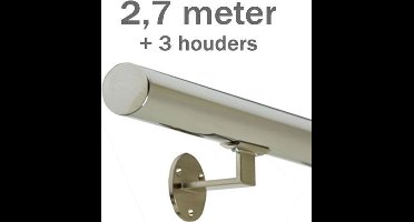 IVOL RVS Gepolijst Trapleuning 270 cm met 3 houders