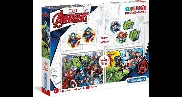 Clementoni - Super kit puzzel en spellen 4in1 - Marvel The Avengers, puzzels kinderen