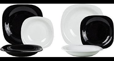 Luminarc Carine Serviesset - wit - zwart - 18-delig - 6 personen