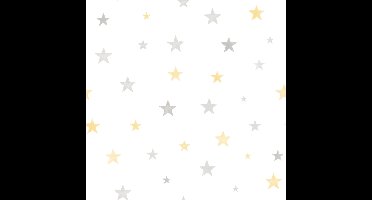 Little Ones Stars grijs/geel natuur (vliesbehang, geel)
