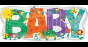SuperShape Baby Banner Cute Icons Foil Balloon P30 packed 83 x 35cm