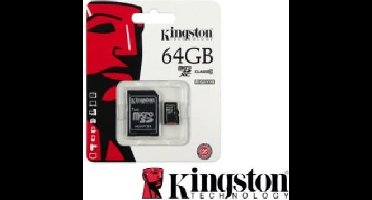 Het Origineel Kingston 64GB Micro SDXC Class 10 UHS-I 45R FlashCard + SD Adapter