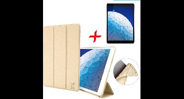 Hoes + Screenprotector geschikt voor iPad Air 2019 10.5 inch - Smart Book Case Goud