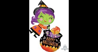Grote "Heks & Ketel" Folie Ballon 63 x 71cm