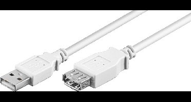 USB naar USB verlengkabel - USB2.0 - tot 2A / wit - 1 meter