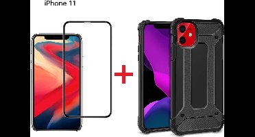 Hoesje Geschikt voor iPhone 11 Screen Protecter Zwart + Armor Hoesje