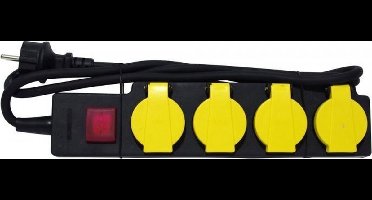 Kopp 223012002 Stekkerdoos met schakelaar 4-voudig Geel, Zwart Randaarde stekker 1 stuk(s)