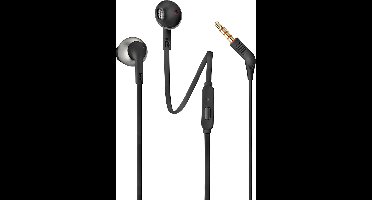 JBL Tune 205 - Earbud Oordopjes Bedraad - Oortjes met Microfoon - 3.5 mm Koptelefoon Aansluiting - Half-open In-ear - Pure Bass Sound - Zwart