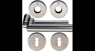 Hoppe deurgarnituur met sleutelrozetten s/g RVS - kruk/kruk - Sertos - E1400/42H/42HKVS/f69