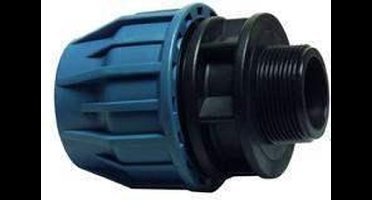 Jason Aansluitstuk PP 75 mm x 2" knel x buitendraad 12.5bar zwart/blauw DVGW/KIWA/WRAS/SVGW