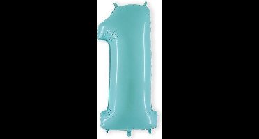 Folieballon cijfer '1' l.blauw (100cm)