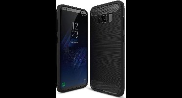 Geborsteld Hoesje geschikt voor Samsung Galaxy S8 Plus Soft TPU Gel Siliconen Case Zwart iCall