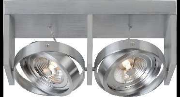 Lucide ZETT- LED - Plafondspot - LED Dimb. - G53 (AR111) - 2x12W 2700K - Mat chroom