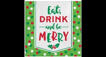 Servetten kerst be merry (25x25cm, 16st)