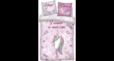 Unicorn Magic Dream - Dekbedovertrek - Eenpersoons - 140 x 200 cm - Roze