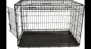 Draadkooi met deur en schuifdeur (zwart) 123cm