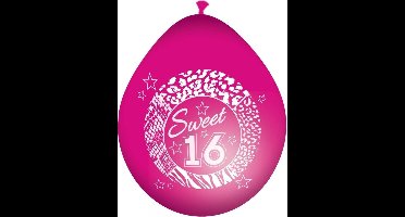 Folat Ballonnen sweet 16 - 24x - roze - latex - 30 cm - verjaardags versiering ballonnen