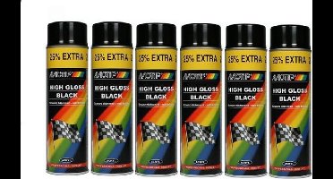 Motip Hoogglans Acryllak Zwart - 500 ml - Doos 6 Stuks