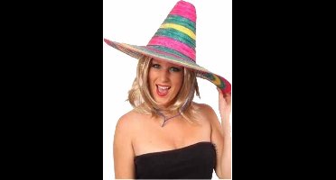Partyxplosion Mexicaanse Sombrero hoed voor heren - carnaval/verkleed accessoires - multi kleuren - dia 47 cm