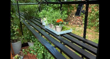 Halls Greenhouses Tafel Qube 66 -Geïntegreerd Zwart Gecoat