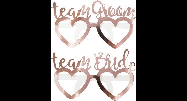 Papieren brillen - Team Bride & Team Groom (8 stuks)