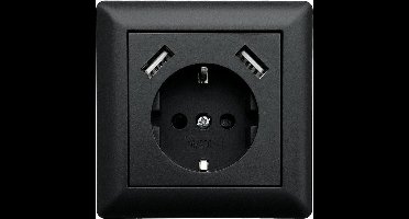LEDmaxx USB1002 1-voudig Stopcontact (onderbouw) Met USB, Kinderbeveiliging Zwart