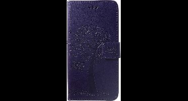 Shop4 - Huawei P Smart Plus Hoesje - Wallet Case Boom Patroon Donker Paars