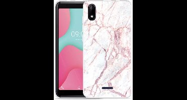 Wiko Y60 Hoesje White Pink Marble