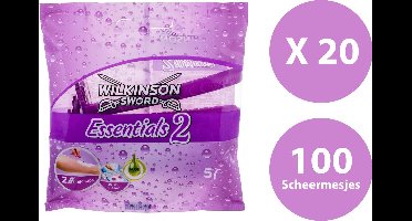 Wilkinson Sword Extra 2 essentials aloe vera - 100 (20 x 5) Wegwerpscheermesjes - voordeelverpakking