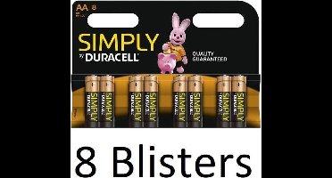64 Stuks (8 Blisters a 8 st) Duracell AA Simply Batterijen