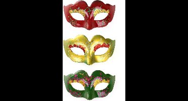 Midi Decoratie oogmasker rood, geel of groen per stuk