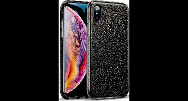 Hoesje geschikt voor Apple iPhone Xs Max Hoesje Glitters Siliconen TPU Case Zwart - BlingBling Cover van iCall
