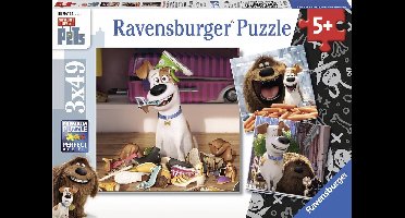Ravensburger Secret Life of Pets. Als de kat van huis is… Drie puzzels van 49 stukjes - kinderpuzzel