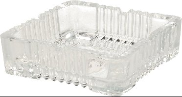 Home & Styling Asbak - vierkant - gedecoreerd glas - transparant - 10 x 10 x 4 cm