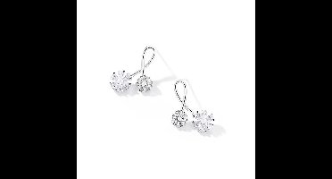 Gading® dames oorknoppen met bloemen- zirkonia oorbellen met pearl- 13mm*21mm- zilver 925