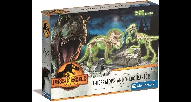 Clementoni Wetenschap & Spel, Jurassic World - 3, Dinosaurussen Set, Triceratops en Velociraptor, 6+ Jaar, 19289