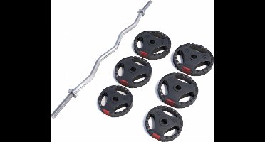 Gorilla Sports EZ Curlset 25 kg - Gripper Kunststof - Halterstang met gewichten – Halterset
