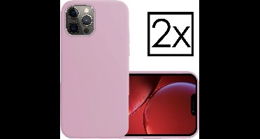 Hoesje - 2 Stuks - Geschikt voor Apple iPhone 14 Pro - Sterk & Shockproof - Case Siliconen - Back Cover - Telefoon Hoes - Lila