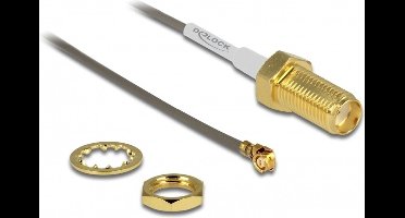 MHF I (v) - SMA (v) kabel - Micro Coax (1,37 mm) - 50 Ohm / grijs - 0,20 meter